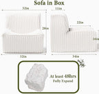 Trenda 32'' Boneless Chair, Super Comfy Bedroom Accent Chair, Sofa Chair, Soft Faux Fur Cover Floor Couch for Living Room,College, Dorm to Reading& Gaming (White)