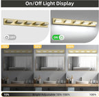 OKELI 5-Light Bathroom Vanity Light Gold Modern LED Vanity Light Over Mirror Dimmable Mirror Front Lamp with 350° Adjustable Lamp Head ETL Listed 32W 6000K Cold White