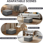 Tiita Suqre Stuffed Pouf Ottoman, Stripe Poufs 21×21×10 inch with Foam Chunk Filling, Floor Bean Bag Floor Chair Storage for Living Room Bedroom Home Decor, Grey