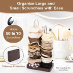 Scrunchine Holder Stand, 2 Tier Hair Tie Tower Hold 50~70 Scrunchies,Claw Clip Holder, Modern Fashion Hair Ties Organizer Storage for Girls, Women, Display(Walnut Color)