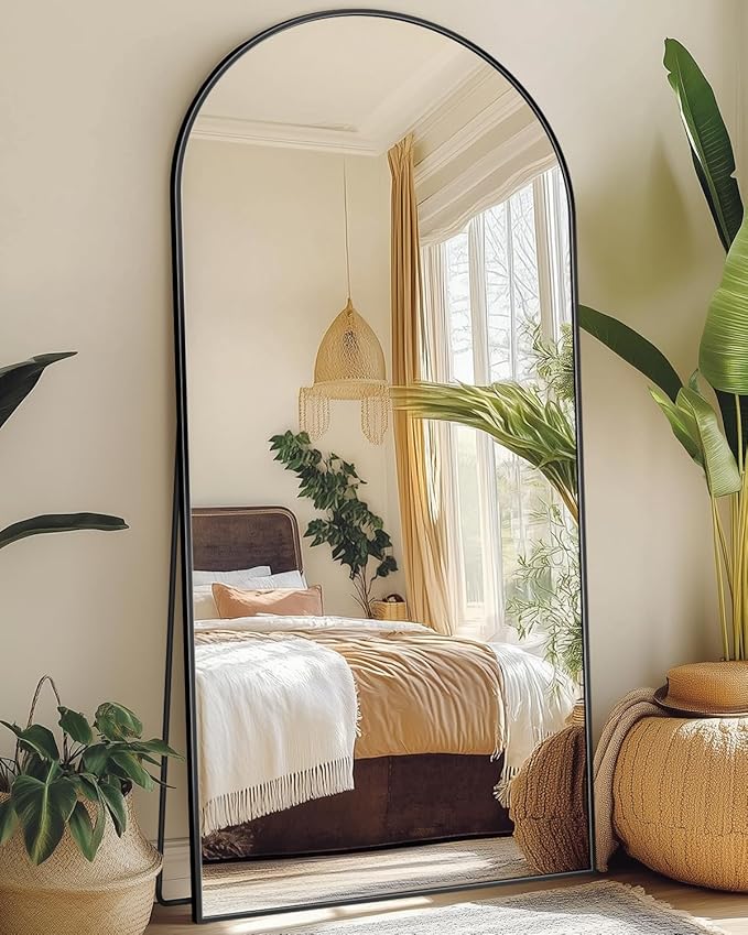 Suidia Arched Full Length Mirror, 71"x28" Floor Mirror Freestanding, Floor Standing Full Body Mirror with Stand for Bedroom, Hanging Leaning Mounted for Living Room Cloakroom, Black