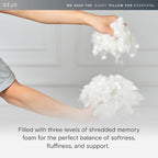 Sijo FlexCool Shredded Memory Foam Pillow - Adjustable Loft Pillow w/Cooling Surface - Good Housekeeping 2025 Bedding Award Winner - CertiPUR-US - Medium Firm for Back, Side, Stomach Sleeper (Queen)