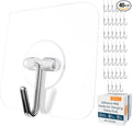 GLUIT Adhesive Wall Hooks for Hanging Heavy Duty 22 lbs Hooks for Walls No Damage, Towel Sticky Clear Hooks, Waterproof, Home, Bathroom, Kitchen, Office, and Outdoor, 40 Pack