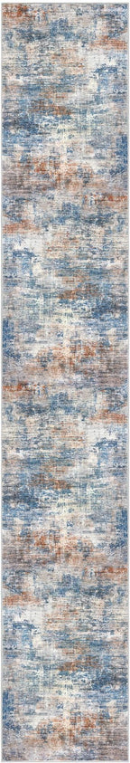 IOHOUZE Abstract Runner Rug 2x12 Ft Washable Runners for Hallways, Non Slip Kitchen Runner Printed Faux Wool Entryway Runner Indoor, Modern Abstract Floor Carpet for Hall Kitchen, Blue Rust