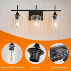 3 Lights Bathroom Vanity Light,Black Farmhouse Modern Wall Light Over Mirror.