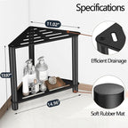 Shower Foot Rest, Shower Stool for Inside Shower, Stainless Steel Waterproof Shower Stool for Shaving Legs - Corner Bathroom Bench Seat with Storage Shelf for Small Shower Spaces