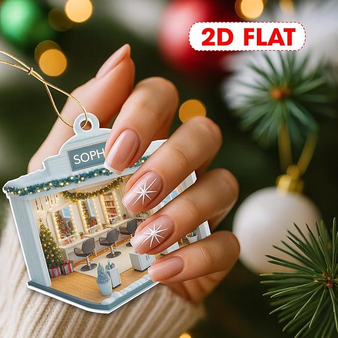 Personalized Hair Salon Christmas Ornament 2025, Custom Acrylic Flat Ornament, Holiday Tree Decoration, Gift for Hairdresser, Stylist & Cosmetologist