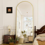 GLSLAND-21x64 inch Full Length Mirror-Aluminum Alloy Frame-Arch Mirror Full Length HD-Full Body for Bedroom or Living Room, Gold
