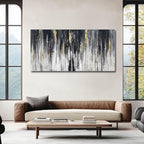 Black and Gold Wall Decor Abstract Art Modern Wall Art for Living Room 24"x 48" Framed Canvas Pictures for Bedroom Hallway Decor Ready to Hang