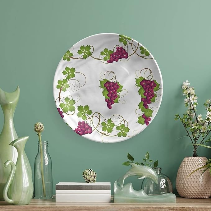 6 Inch Decorative Plate, Vine Tableware Plate, Agriculture Harvest Yield Print Ceramic Wall Hanging for Fine Dining, Upscale Events, Dinner Parties, Weddings, Catering, Christmas, Thankgiving Decor