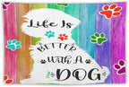 VUMIVI Cute Dog Tapestry Rainbow Color Planks Rustic Farmhouse Home Decor Pet Paws Tapestry Wall Hanging for Living Room Bedroom Dorm Classroom Aesthetic Decor W90xL60in