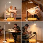 White Bright Floor Lamps with Remote, Touch Control Nursery & Bedroom Lamp, Dimmable Kids Light with Adjustable Color, Gooseneck Standing Lamp for Reading, Living Room, Office, Library, Pharmacy Table