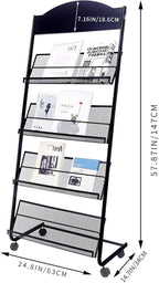 Yinghao Floor Standing Magazine Rack, 4 Layer Iron Magazine Rack Floor, Suitable for the Display of Brochures or Documents in Exhibitions, Shopping Malls, Hospitals, Offices