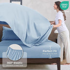 HEVUMYI Light Blue Twin-XL Comforter Set - 5-Piece All Season Bed in a Bag Twin-XL, Ultra Soft Bedding Set with Comforter, Flat Sheet, Fitted Sheet, Pillowcases, Pillow Shams