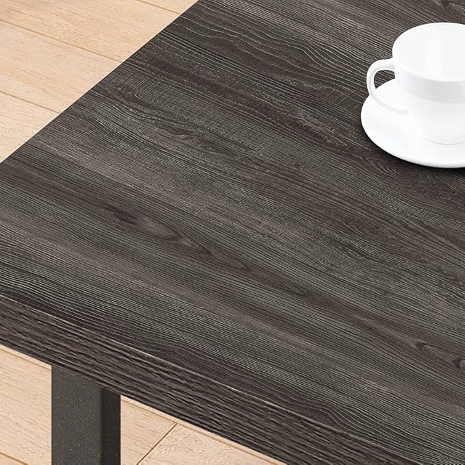 IBF Rustic Coffee Table, Wood and Metal Simple Industrial Modern Center Table, Minimalist Rectangle Wooden Farmhouse Cocktail Table for Living Room, Dark Gray Oak, 47 Inch