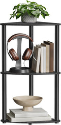 SONGMICS HOME Superfast Toolless Assembly, Corner Shelf Stand, 3-Tier Corner Standing Shelf, Living Room, Bedroom, Kitchen, 15 x 10.6 x 27.8 Inches, Ink Black ULBC620B01