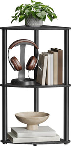SONGMICS HOME Superfast Toolless Assembly, Corner Shelf Stand, 3-Tier Corner Standing Shelf, Living Room, Bedroom, Kitchen, 15 x 10.6 x 27.8 Inches, Ink Black ULBC620B01