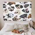 VUMIVI Dog-Head Tapestry Cartoon Pet Illustrations Cute Funny Animals Colorful Graffiti Tapestry Wall Hanging for Living Room Bedroom Dorm Classroom Aesthetic Decor W90xL60in