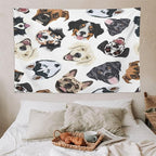 VUMIVI Dog-Head Tapestry Cartoon Pet Illustrations Cute Funny Animals Colorful Graffiti Tapestry Wall Hanging for Living Room Bedroom Dorm Classroom Aesthetic Decor W90xL60in