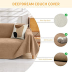 Deep Dream Waterproof Couch Covers for 3 Cushion Couch, Cat-Scratch Resistant Sofa Cover, Pet Friendly Anti Slip Sofa Slipcovers Furniture Protector Washable Sofa Covers, 91" x 118", Brown