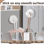 Reusable Heavy Duty Suction Cup Hooks for Kitchen/Bathroom/Shower - Wet-Proof Hooks for Towels, Robes, Loofah&Wreaths/No Drill Mounting on Glass, Tile, Metal (2, White)