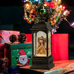 Eldnacele Angel Music Snow Globe Lantern with 6 Hour Timer, Battery Operated & USB Powered Singing Lighted Lamp Swirling Water Glittering Christmas Decoration Holiday Decor Lantern