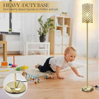 GyroVu Gold Floor Lamp,Elegant Crystal Floor Lamp Modern Standing Lamp with On/Off Foot Switch,Tall Pole Accent Lighting for Living Room, Girl Bedroom, Dresser, Office
