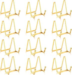 Kenning 12 Pieces Gold Plate Holder Easel Display Stand Metal Book Display Stand Tabletop Picture Frame Holder Photo Square Iron Easel Decorative for Kitchen Office Room Tabletop(3 Inch)