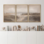 MUDECOR Framed Canvas Print Wall Art Serene Landscape Neutral Coastal Illustrations Realism Decorative for Living Room, Bedroom, Office - 24"x36"x3 Natural