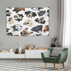 VUMIVI Dog-Head Tapestry Cartoon Pet Illustrations Cute Funny Animals Colorful Graffiti Tapestry Wall Hanging for Living Room Bedroom Dorm Classroom Aesthetic Decor W60xL40in