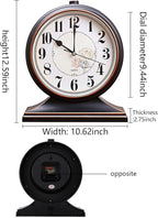 rnuie Desk Clock for Table Decor, Retro Mantel Clock Battery Operated for Fireplace Mantel, Living Room, Bedroom, Office, Desktop Decoration(Black)