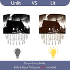 Northern Aurora Cabin Lamp Shade with Acrylic Bead Droplets, Black & White Drum Fabric Light Shade for Ceiling Pendant Table & Floor Lamps, Winter Landscape Decor, 11.8in