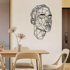 Man Face Metal Wall Art, Metal Line Wall Art, Wire Portrait of a Man, Abstract Modern Line Face, Modern Home Decor, Wall Sculpture Artwork, Best Gift for Him (White, 53 x 33 inches / 135 x 82 cm, metal wall art)