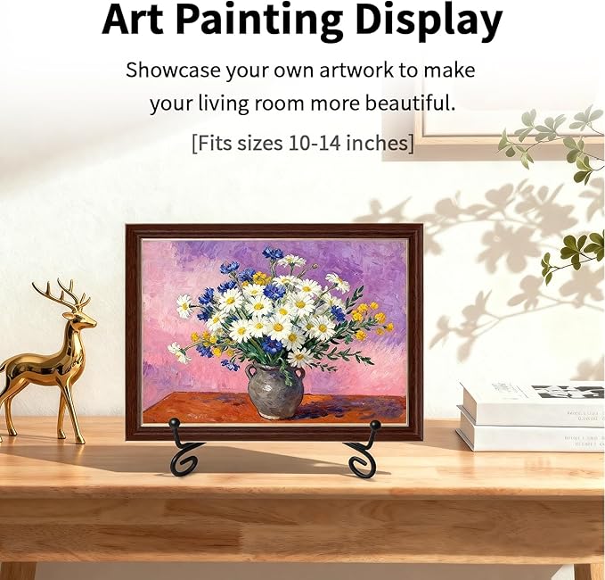 Iron Plate Stands for Display, Foldable Book Holder & Easel Stand for Sign, Versatile Poster Stand and Small Plate Stand for Home Decor, Art, Photo Frame, Card, Crystal Display (Black, 10 inch (2Pcs))