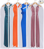 Dress Bags for Gowns Long - Foldable, 65" Clear Garment Bags for Closet Storage and Travel 24"x65"/ 4 Pack