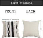 Boho Pillow Covers 18x18 Set of 2 for Couch-Modern Farmhouse Sofa Decorative Throw Pillow Covers Textured Chenille Cushion Covers Outdoor Netural Bohemian Pillow Cases Square