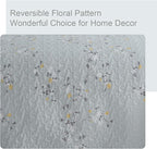 Exclusivo Mezcla Reversible Boho Quilts Queen Size, Light Blue Bedspreads Lightweight Coverlet All Season Flowers Quilt Bedding Set with Printed Floral Pattern (1 Quilt, 2 Pillow Shams)