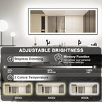 96x36 Large LED Bathroom Mirror with Lights - Black Aluminum(Front and Backlit),Anti-Fog Lighted Mirror for Wall,Stepless Dimmable Lighted Mirror,3 Colors Smart Mirror(Horizontal/Vertical)