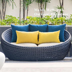 MIULEE Pack of 2 Decorative Outdoor Solid Waterproof Throw Pillow Covers Faux Linen Garden Farmhouse Coastal Cushion Cases for Summer Patio Tent Balcony Couch Sofa 18x18 Inch Blue