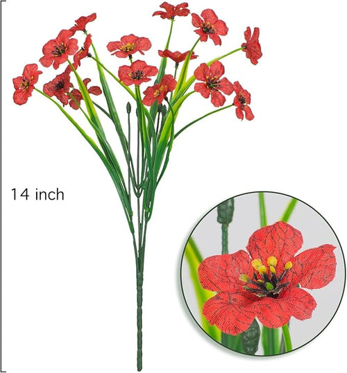 12Pcs UV Resistant Artificial Flowers Artificial Violet Outdoor Decor Realistic Faux Plants Silk Flowers No Fade for Patio Hanging Baskets Garden Pots Farmhouse Yard (Big Red)
