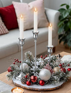 2 Sets(6 Pcs) Silver Tapered Candle Holder,Candlestick Tall Metal Candlestick Holders for Table Centerpiece Home Decor for Wedding Fireplace Mantel Housewarming Gift Fits 3/4 Inch Thick Candles