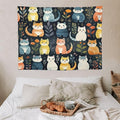 VUMIVI Cartoon Abstract Cat Tapestry Fun Cute Animals Plants Bohemian Modern Art Color Illustration Tapestry Wall Hanging for Living Room Bedroom Dorm Classroom Aesthetic Decor W40xL30in