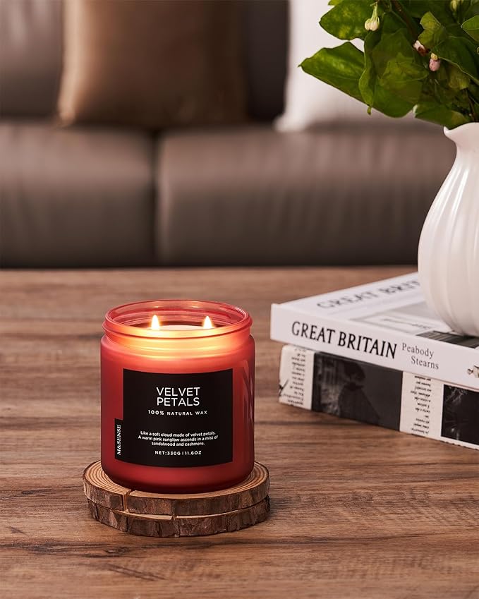 M&SENSE Sandalwood Rose Scented Candles for Home, 70 Hour Long Lasting 11.6oz Organic Natural Soy Wax Luxury Floral Scented Candle Gifts for Valentine's Day