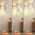 New Upgraded 72" Tall Dimmable Floor Lamp, 3 x 800LM 9W LED Bulbs Included, Farmhouse Standing Lamp with Remote Control, Industrial Tree Pole Floor Lamps for Living Room, Bedroom, Study Room - Silver