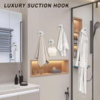 Suction Cup Hooks for Shower Heavy Duty No-Drill– Reusable Multi-Purpose Hooks Adheres to Glass, Mirrors, Tiles & Smooth Surfaces for Towels, Robes, Loofah& Body Sponge (2, Chrome Polished)