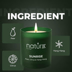 Natur IX Sunrise Scented Candles for Home | Pear,Citrus,YlangYlang | Natural Non Toxic Soy Candles with Essential Oils | 50h Long Burning
