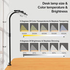 3 Light Bar Gooseneck Architect Desk Lamp with Clamp, 24W Bright Led Tall Overhead Desk Light for Home Office,Eye Care Reading Table Light for Desktop Working,Drafting,Reading