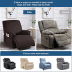 TAOCOCO Oversized Recliner Chair Covers 4-Pieces, Stretch Recliner Cover for Large Recliner Washable Reclining Chair Cover Polyester Soft Fabric Furniture Protector (Oversized Recliner, Coffee)