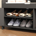 HOMEFORT 30" Shoe Bench with Lift Top Storage, Entryway Bench with Cushioned Seat, Wooden End of Bed Bench, Shoe Cabinet Bench with Hidden Storage Space, for Bedroom, Hallway,Black