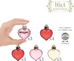 Valery Madelyn 16Pcs Valentine's Day Heart Shaped Ornaments Gift Pack, Christmas Craft Heart Decorations, Clear Transparent Red Pink Gold Christmas Baubles Hanging Party Wedding Decor
